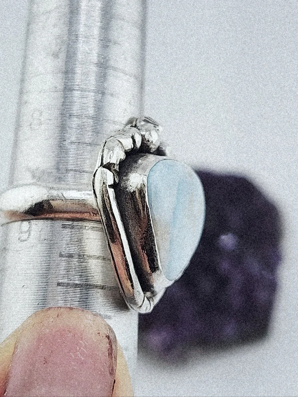 LARIMAR RING HANDMADE IN STERLING SILVER UNISEX SIZE 9